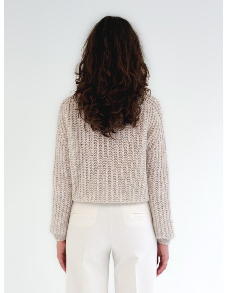 V-neck sweater with sequin applique