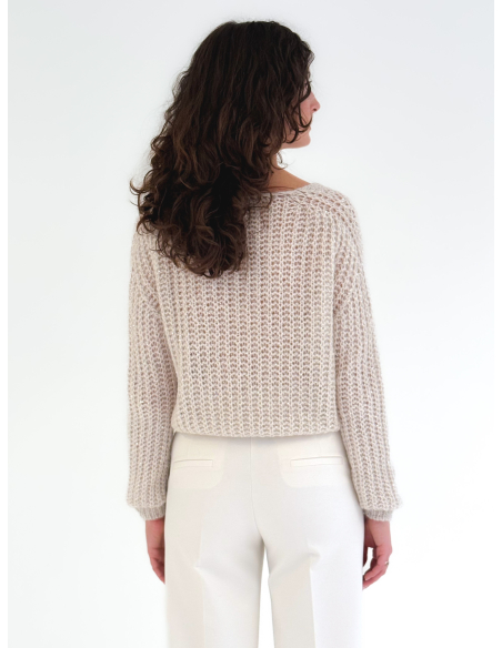 V-neck sweater with sequin applique