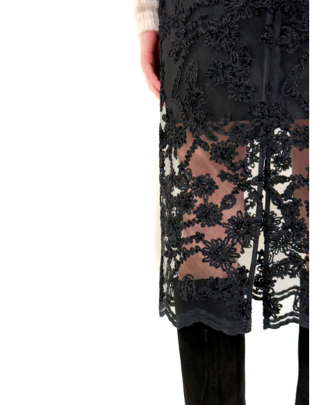 Chenille lace midi skirt