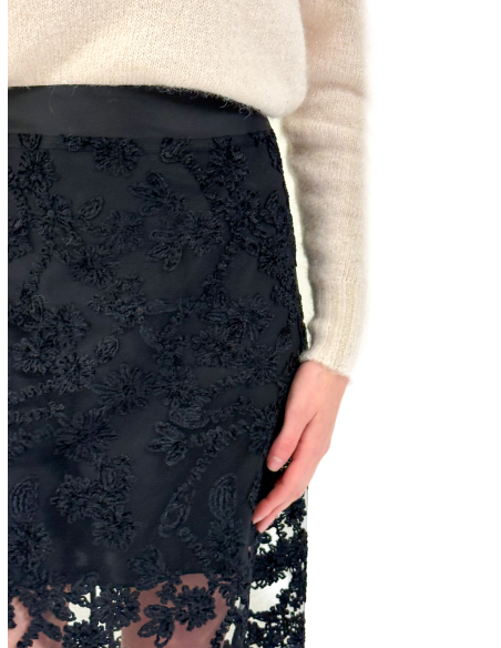 Chenille lace midi skirt