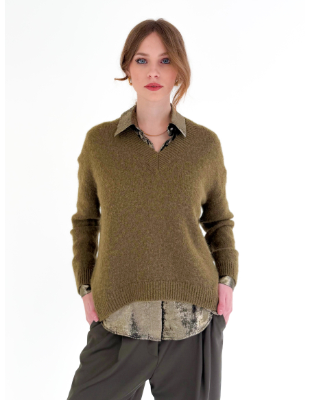 Wool blend V-neck sweater