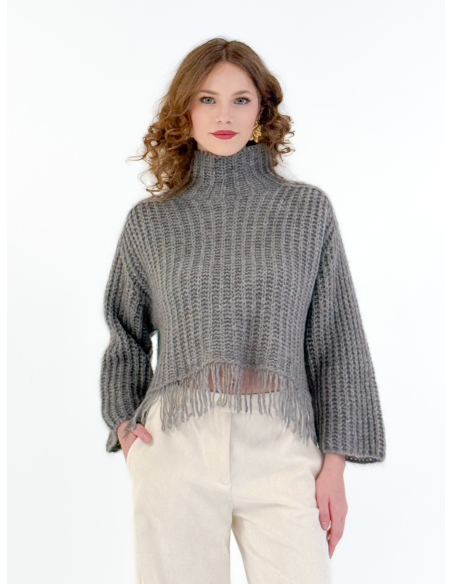 Maglione Traforato con Frange