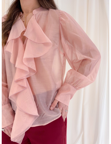 Blusa in viscosa di eucalipto con Rouches