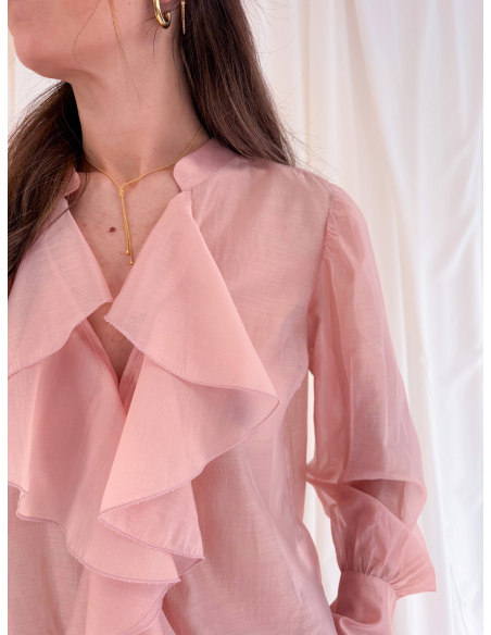 Blusa in viscosa di eucalipto con Rouches