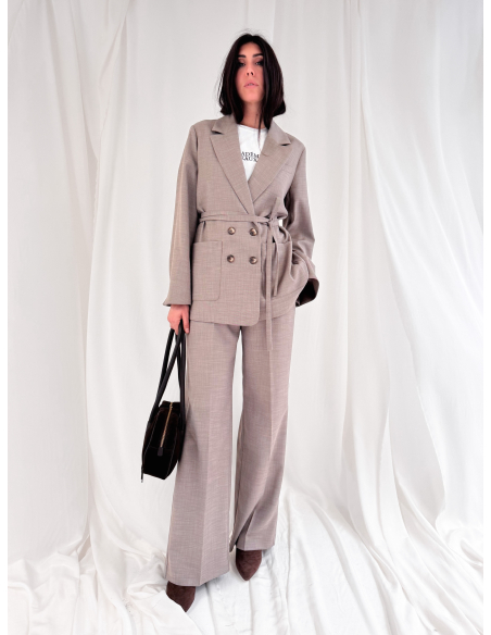 Double-breasted jacket with belt