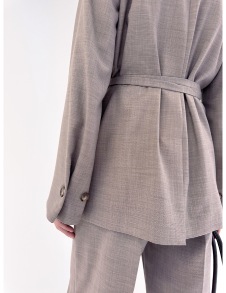 Double-breasted jacket with belt