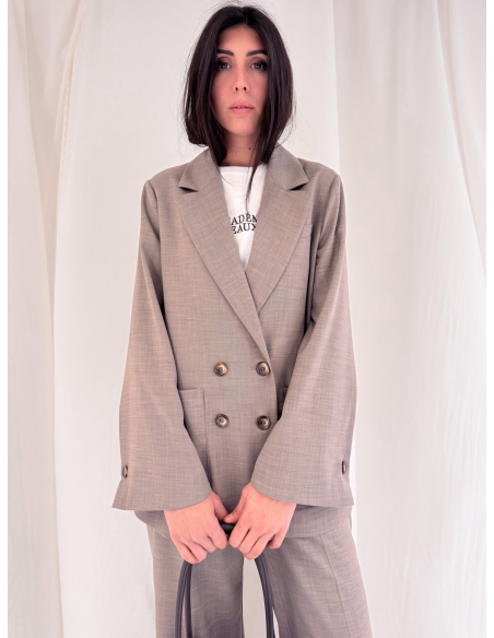 Double-breasted jacket with belt