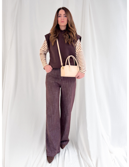 Palazzo trousers in cotton drill