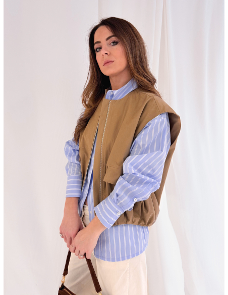 Camicia in popeline di cotone a righe