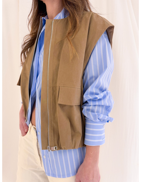 Camicia in popeline di cotone a righe