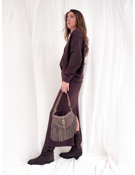 Gonna longuette in felpa