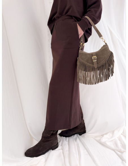 Gonna longuette in felpa