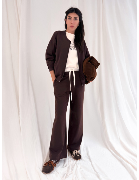 Joggers in fleece with contrasting elastic