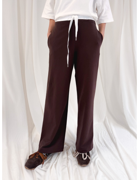 Joggers in fleece with contrasting elastic