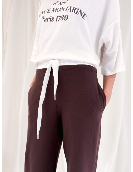 Jogger in Felpa con elastico a contrasto