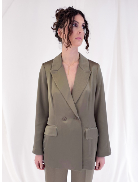 Double-breasted satin jacket