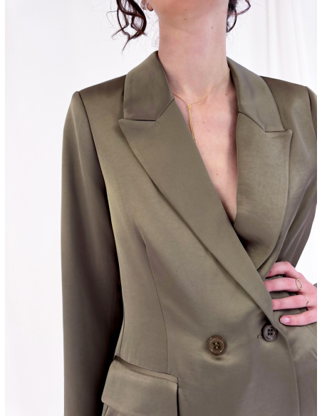 Double-breasted satin jacket