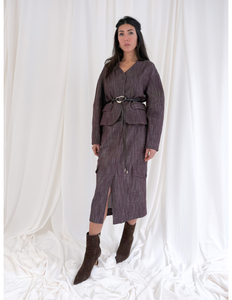 Gonna longuette in drill di cotone