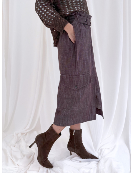 Gonna longuette in drill di cotone