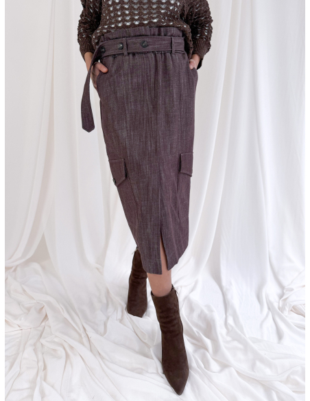 Cotton drill longuette skirt