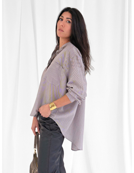 Camicia a righe in misto viscosa