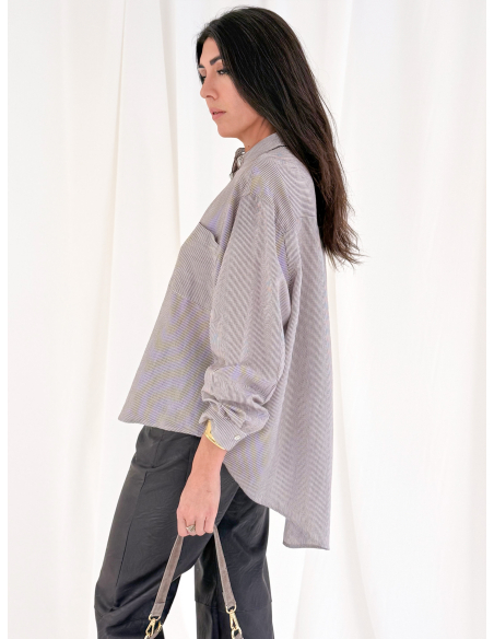 Camicia a righe in misto viscosa