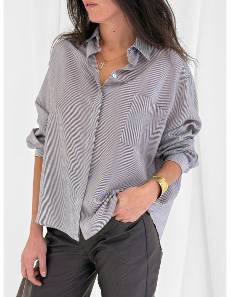 Camicia a righe in misto viscosa