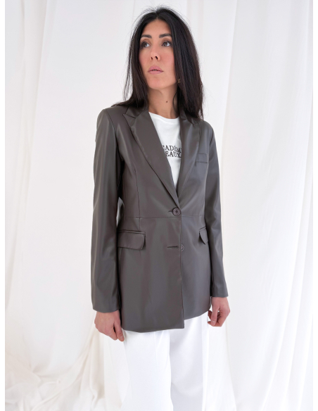 Single-breasted in Eco leather stretch Jacket