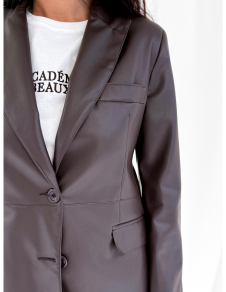 Single-breasted in Eco leather stretch Jacket
