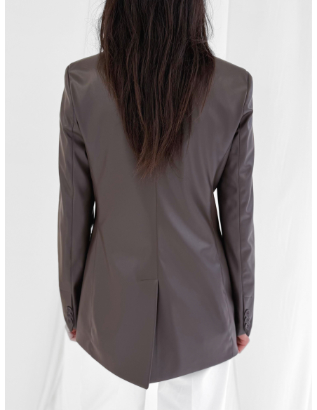 Single-breasted in Eco leather stretch Jacket