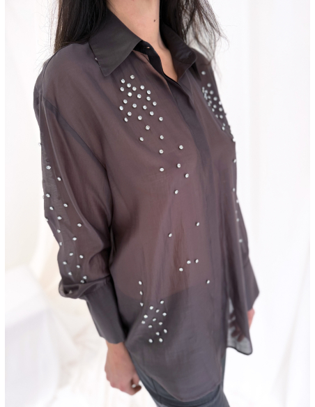 Camicia con strass applicate