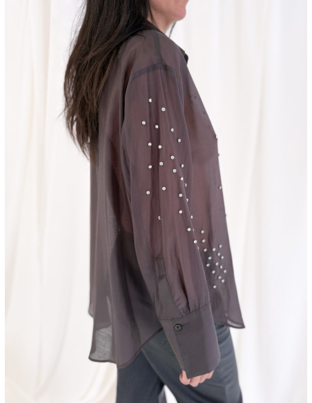 Camicia con strass applicate