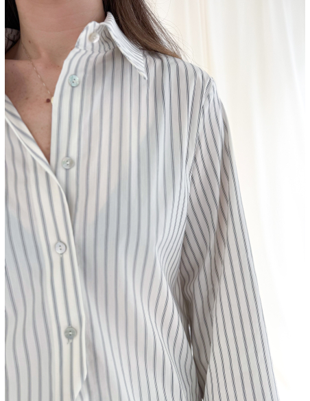 Striped shirt with kimono sleeves