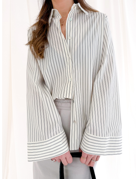Striped shirt with kimono sleeves