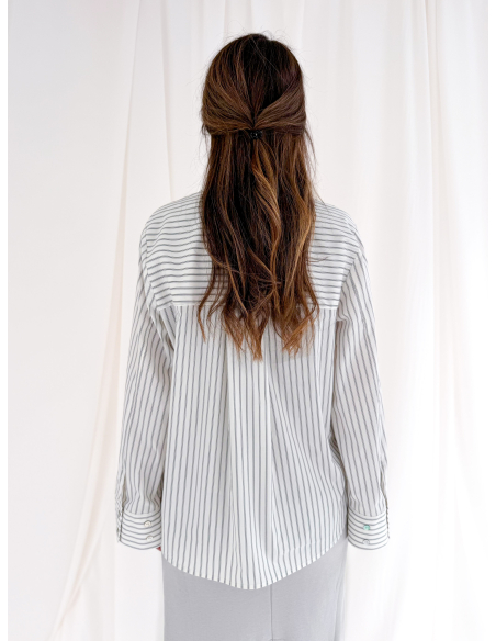 Striped shirt with kimono sleeves