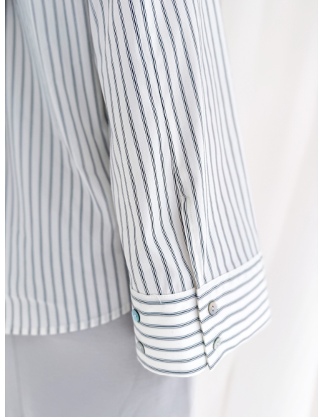 Striped shirt with kimono sleeves