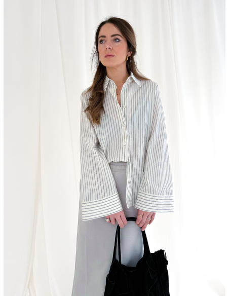 Camicia a righe con manica a Kimono