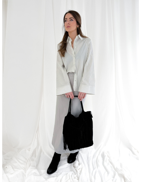 Camicia a righe con manica a Kimono