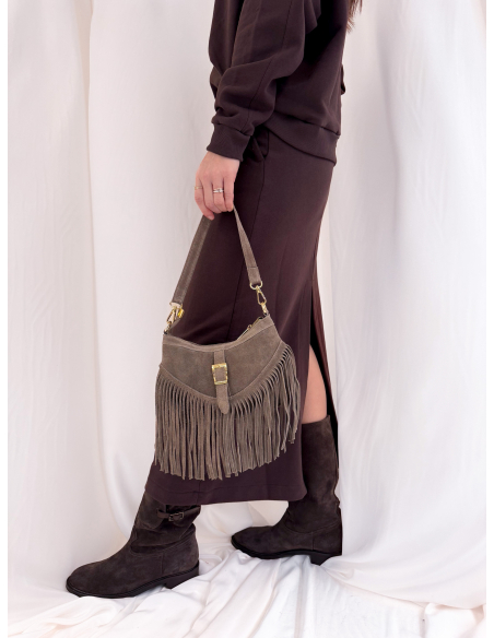 Jade suede bag taupe