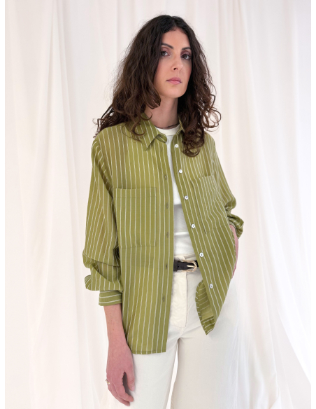 Camicia a righe in misto lyocell