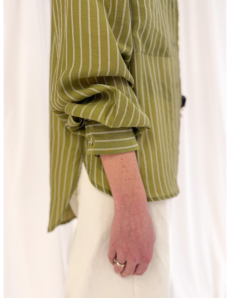 Camicia a righe in misto lyocell