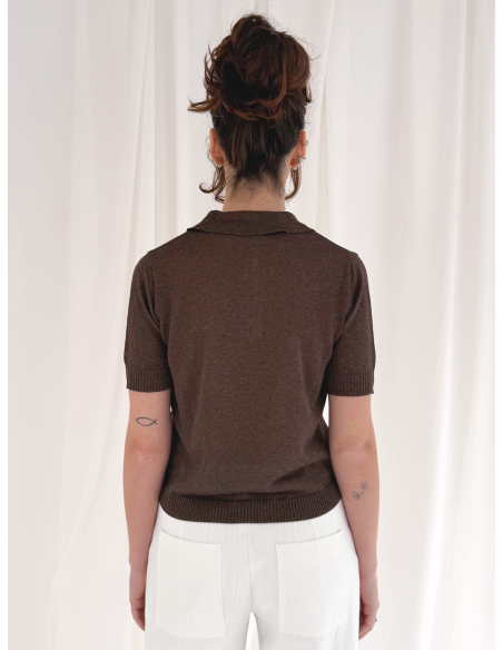 Lurex polo shirt with half sleeves