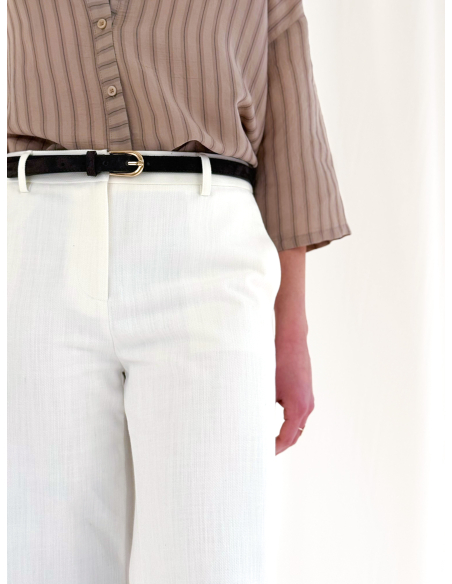 Striped shirt with mandarin collar