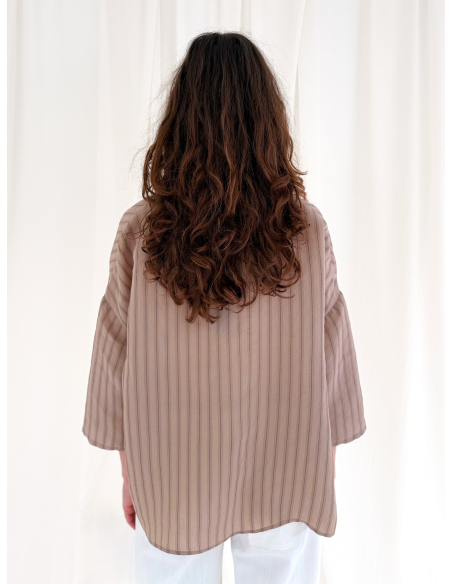 Striped shirt with mandarin collar