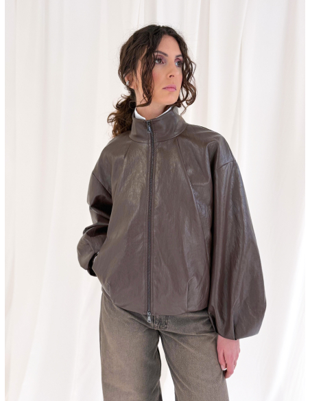 Eco leather bomber jacket