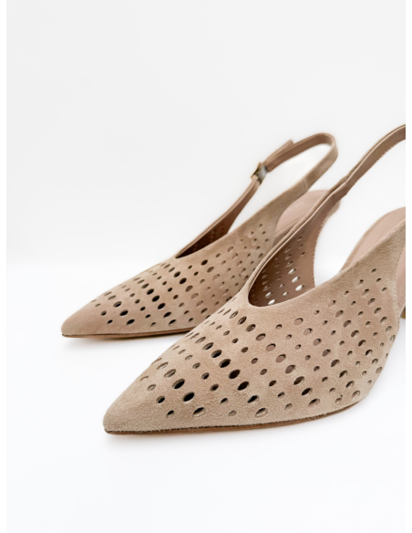 Sling back traforata in suede