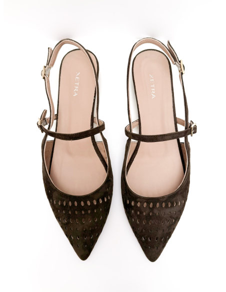 Sling back traforata in suede