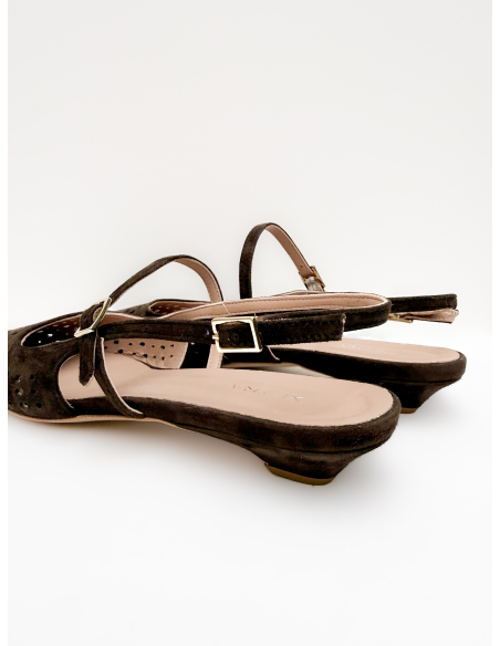 Sling back traforata in suede