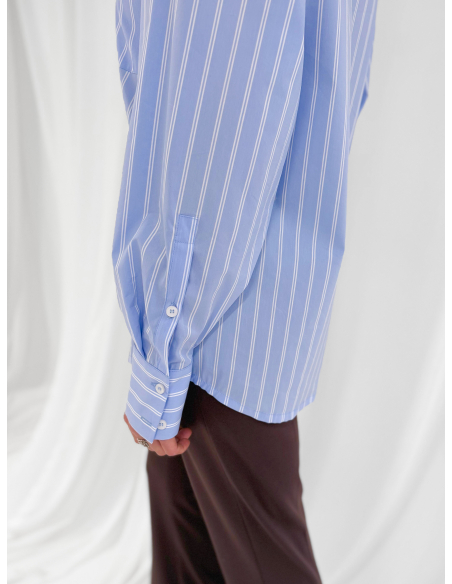 Camicia in popeline di cotone a righe