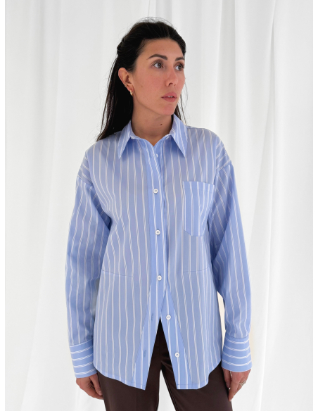 Camicia in popeline di cotone a righe